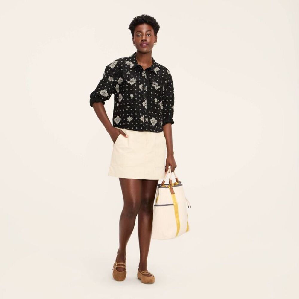 Woolrich - Women's Bandana Print Button-Down Long Sleeve Coll Black